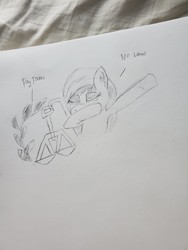 Size: 4032x3024 | Tagged: safe, artist:kalashnikitty, oc, oc only, oc:flugel, pony, dab, horse taxes, irs, meme, pencil drawing, sketch, solo, taxes, this will end in tax evasion, this will end in tears, this will end in the irs kicking in your door, traditional art