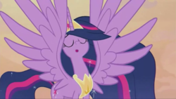 Size: 1695x954 | Tagged: safe, screencap, twilight sparkle, alicorn, pony, g4, the last problem, concave belly, female, mare, older, older twilight, older twilight sparkle (alicorn), princess twilight 2.0, singing, slender, solo, spread wings, tall, thin, twilight sparkle (alicorn), wings