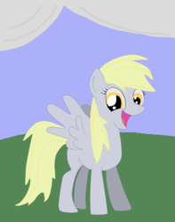 Size: 403x512 | Tagged: safe, artist:luyna, derpy hooves, pegasus, pony, g4, grass, sky, smiling, smiling at you