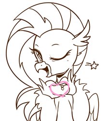 Size: 2070x2400 | Tagged: safe, artist:maren, silverstream, g4, cute, diastreamies, female, heart shaped, high res, one eye closed, solo, stars, wink