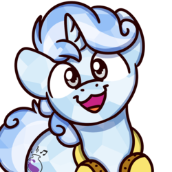 Size: 1000x1000 | Tagged: safe, artist:sugar morning, oc, oc only, oc:snowy charm, crystal pony, pony, unicorn, :3, bust, commission, crystal pony oc, headphones, looking at you, male, simple background, smiling, smiling at you, solo, stallion, sugar morning's smiling ponies, transparent background, ych result