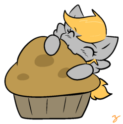 Size: 694x701 | Tagged: safe, artist:zutcha, derpy hooves, pony, g4, cute, derpabetes, female, food, muffin, signature, simple background, solo, that pony sure does love muffins, transparent background