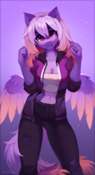 Size: 1496x2756 | Tagged: safe, artist:share dast, oc, oc only, oc:ardent dusk, anthro, adorasexy, anthro oc, belly button, breasts, cleavage, clothes, commission, cute, female, hoodie, leggings, looking at you, mare, midriff, pale belly, sexy, smiling, solo, tube top