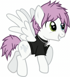 Size: 1247x1388 | Tagged: safe, artist:lightningbolt, derpibooru exclusive, pegasus, pony, g4, animated, awsten knight, clothes, crossover, dyed mane, dyed tail, flying, gif, grin, heterochromia, jewelry, male, necklace, ponified, shirt, show accurate, simple background, smiling, solo, spread wings, stallion, t-shirt, transparent background, vector, waterparks, wings