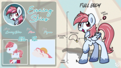Size: 3840x2160 | Tagged: safe, artist:sugar morning, oc, oc only, oc:evening skies, pegasus, pony, female, high res, mare, reference sheet, smiling, solo, standing