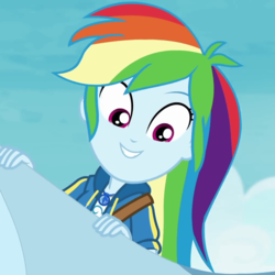 Size: 1023x1021 | Tagged: safe, screencap, rainbow dash, equestria girls, equestria girls specials, g4, my little pony equestria girls: better together, my little pony equestria girls: rollercoaster of friendship, cute, dashabetes, female, geode of super speed, magical geodes, smiling, solo