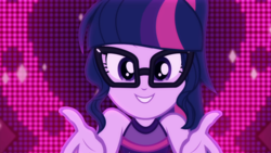 Size: 1920x1080 | Tagged: safe, screencap, sci-twi, twilight sparkle, equestria girls, g4, i'm on a yacht, my little pony equestria girls: better together, female, neon eg logo, sleeveless, solo