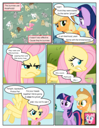 Size: 612x792 | Tagged: safe, artist:newbiespud, edit, edited screencap, screencap, applejack, fluttershy, lily, lily valley, pinkie pie, twilight sparkle, earth pony, pegasus, pony, rabbit, unicorn, comic:friendship is dragons, g4, angry, animal, comic, d:, dialogue, female, flying, freckles, hat, mare, open mouth, running, screencap comic, stampede, unicorn twilight, wide eyes