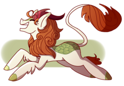 Size: 1159x805 | Tagged: safe, artist:electrixraven, autumn blaze, kirin, pony, g4, eyes closed, female, prancing, simple background, solo, transparent background