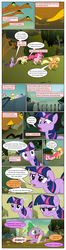 Size: 612x2320 | Tagged: safe, artist:newbiespud, edit, edited screencap, screencap, applejack, fluttershy, pinkie pie, spike, twilight sparkle, dragon, earth pony, hydra, pegasus, pony, unicorn, comic:friendship is dragons, g4, cliff, comic, dialogue, dragons riding ponies, female, freckles, looking down, male, mare, mouth hold, mud, multiple heads, riding, running, screencap comic, slit pupils, spike riding twilight, stuck, tail, tail pull, unicorn twilight
