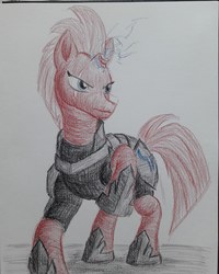 Size: 3096x3870 | Tagged: safe, artist:rockhoppr3, tempest shadow, pony, g4, my little pony: the movie, broken horn, eye scar, female, high res, horn, scar, solo, traditional art