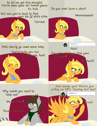 Size: 2002x2606 | Tagged: safe, artist:phoenixswift, oc, oc only, oc:citrus twist, oc:fuselight, pegasus, pony, ask fuselight, ask, female, fourth wall, high res, male, mare, stallion, tumblr
