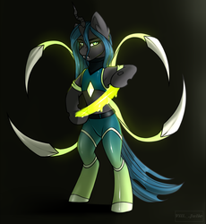 Size: 2300x2500 | Tagged: safe, artist:villjulie, queen chrysalis, changeling, changeling queen, pony, g4, armpits, bipedal, female, high res, mare, solo, standing