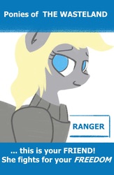 Size: 605x929 | Tagged: safe, artist:lux, oc, oc:icepick, pony, armor, poster, power armor