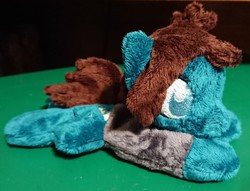 Size: 600x459 | Tagged: safe, artist:plushbyanto, earth pony, pony, beanie (plushie), bring me the horizon, clothes, commission, irl, male, photo, plushie, ponified, prone, shirt, solo, stallion, tom sykes