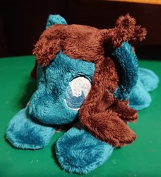 Size: 600x657 | Tagged: safe, artist:plushbyanto, earth pony, pony, beanie (plushie), bring me the horizon, commission, irl, male, photo, plushie, ponified, prone, solo, stallion, tom sykes