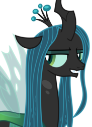 Size: 2466x3375 | Tagged: safe, artist:sketchmcreations, queen chrysalis, changeling, changeling queen, g4, my little pony: friendship is magic, the summer sun setback, female, high res, lidded eyes, quadrupedal, simple background, smiling, smug, solo, transparent background, vector