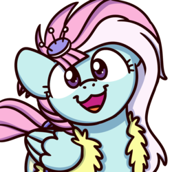 Size: 1000x1000 | Tagged: safe, artist:sugar morning, kerfuffle, pegasus, pony, g4, my little pony: rainbow roadtrip, :3, bust, clothes, cute, female, fufflebetes, looking at you, mare, open mouth, simple background, smiling, solo, sugar morning's smiling ponies, transparent background