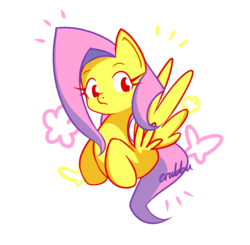 Size: 1500x1472 | Tagged: safe, artist:erubbu, fluttershy, pegasus, pony, g4, bust, female, looking at you, mare, no pupils, red eyes, simple background, solo, spread wings, three quarter view, transparent background, wings