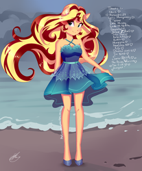 Size: 2488x3000 | Tagged: safe, artist:xjenn9, sunset shimmer, equestria girls, g4, beach, clothes, dress, female, high res, solo