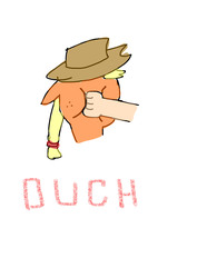 Size: 2480x3508 | Tagged: safe, applejack, pony, g4, abuse, high res, jackabuse, op is a duck, op is trying to start shit, ouch, punch