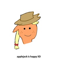 Size: 2480x2944 | Tagged: source needed, useless source url, safe, edit, applejack, earth pony, pony, g4, 1000 hours in ms paint, female, happy, high res, smiley face, solo, stylistic suck