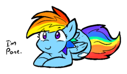 Size: 525x309 | Tagged: safe, artist:zutcha, rainbow dash, pony, captain obvious, cute, dashabetes, female, pone, simple background, solo, transparent background