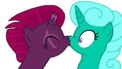 Size: 1920x1080 | Tagged: safe, alternate version, artist:徐詩珮, fizzlepop berrytwist, glitter drops, tempest shadow, pony, unicorn, g4, background removed, base used, broken horn, duo, female, horn, kiss on the lips, kissing, lesbian, mare, ship:glittershadow, shipping, simple background, transparent background