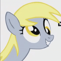 Size: 340x340 | Tagged: safe, artist:oblivionfall, derpy hooves, pegasus, pony, g4, animated, blinking, cute, derp, derpabetes, ear flick, eyes closed, female, gif, grin, happy, head tilt, long neck, mare, nose wrinkle, open mouth, scrunchy face, simple background, smiling, solo, squee, white background, youtube link
