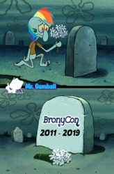 Size: 1347x2048 | Tagged: safe, edit, editor:mr. gumball, pony, bronycon, end of bronycon, end of ponies, gravestone, graveyard, here lies squidward's hopes and dreams, male, one krabs trash, spongebob squarepants, squidward tentacles, the end is neigh, watermark