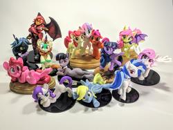 Size: 1280x960 | Tagged: safe, artist:dustysculptures, apple bloom, autumn blaze, derpy hooves, dj pon-3, fluttershy, octavia melody, pinkie pie, princess celestia, queen chrysalis, rarity, scootaloo, sunset shimmer, sweetie belle, twilight sparkle, vinyl scratch, alicorn, bat pony, changeling, changeling queen, earth pony, kirin, pegasus, pony, unicorn, bronycon, bronycon 2019, equestria girls, awwtumn blaze, balloonbutt, bat ponified, butt, cewestia, clothes, cloven hooves, craft, cute, cutealis, cutie mark crusaders, desaturated, female, filly, flutterbat, foal, irl, iwtcird, lying down, mare, meme, mirror universe, on back, on side, photo, pink-mane celestia, plot, race swap, reversalis, sculpture, shyabates, shyabetes, sprawl, sultry pose, sunset satan, sweater, tavibetes, twilight sparkle (alicorn), vinyl ass, vinylbetes, wall of tags, younger