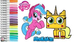 Size: 1280x720 | Tagged: artist needed, safe, artist:sprinkled donuts, applejack, earth pony, pony, g4, crossover, female, lego, logo, mare, my little pony logo, my little pony: friendship is magic logo, palette swap, ponified, recolor, species swap, the lego movie, unikitty, unikitty!, youtube link