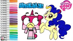 Size: 1280x720 | Tagged: safe, artist:sprinkled donuts, earth pony, pony, crossover, lego, logo, my little pony logo, my little pony: friendship is magic logo, palette swap, ponified, puppycorn, recolor, species swap, unikitty!, youtube link