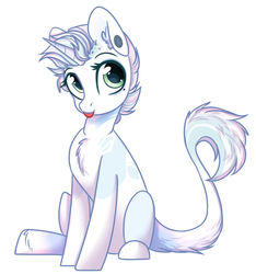 Size: 1251x1336 | Tagged: safe, artist:cloud-fly, oc, oc only, pony, unicorn, chest fluff, ear fluff, ear piercing, female, mare, piercing, simple background, sitting, solo, tongue out, white background