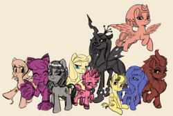 Size: 3145x2111 | Tagged: safe, artist:soulcentinel, cheerilee, cinder glow, octavia melody, princess luna, queen chrysalis, somnambula, summer flare, oc, oc:amber rose (thingpone), oc:apogee, oc:cream heart, oc:dazzle dust, oc:thingpone, alicorn, changeling, changeling queen, earth pony, kirin, pegasus, pony, unicorn, g4, cheeribetes, cute, cutealis, female, filly, foal, high res, kirinbetes, ocbetes, somnambetes, tavibetes, woona, younger