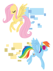 Size: 1500x2000 | Tagged: safe, artist:syrupyyy, fluttershy, rainbow dash, pegasus, pony, g4, abstract background, colored, duo, female, flat colors, mare, no pupils, profile, simple background, spread wings, transparent background, wings