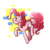 Size: 2000x2000 | Tagged: safe, artist:syrupyyy, pinkie pie, earth pony, pony, g4, abstract background, cute, diapinkes, female, high res, leg fluff, looking away, looking up, mare, no pupils, open mouth, profile, raised hoof, simple background, smiling, solo, transparent background