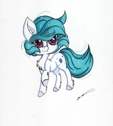 Size: 4887x5425 | Tagged: safe, artist:luxiwind, oc, oc only, oc:loving flow, earth pony, pony, absurd resolution, chibi, female, mare, solo, traditional art