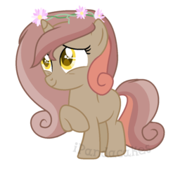Size: 646x656 | Tagged: safe, artist:ipandacakes, oc, oc only, oc:nessie belle, pony, unicorn, female, filly, floral head wreath, flower, simple background, solo, transparent background