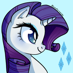 Size: 2000x2000 | Tagged: safe, artist:syrupyyy, rarity, pony, unicorn, g4, bust, cute, cutie mark, female, high res, portrait, profile, raribetes, signature, simple background, solo