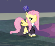 Size: 185x155 | Tagged: safe, gameloft, fluttershy, pony, g4, >:), angry, clothes, cute, dress, madorable, picture for breezies