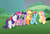 Size: 1054x720 | Tagged: safe, screencap, applejack, fluttershy, pinkie pie, rainbow dash, rarity, spike, twilight sparkle, alicorn, dragon, earth pony, pegasus, pony, unicorn, g4, my little pony: friendship is magic, the ending of the end, leak, cropped, female, male, mane seven, mane six, sad, series finale, the end, twilight sparkle (alicorn), winged spike, wings