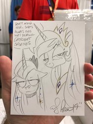 Size: 1536x2048 | Tagged: safe, artist:andypriceart, princess celestia, princess luna, alicorn, pony, g4, daylight savings, duo, female, lidded eyes, mare, monochrome, pencil drawing, royal sisters, siblings, sisters, speech bubble, traditional art