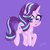 Size: 2182x2185 | Tagged: safe, artist:ninnydraws, starlight glimmer, pony, unicorn, g4, cute, female, full body, glimmerbetes, high res, looking at you, mare, open mouth, purple background, simple background, smiling, solo