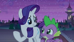Size: 1920x1080 | Tagged: safe, screencap, rarity, spike, dragon, pony, g4, the summer sun setback, winged spike, wings