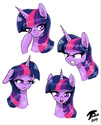 Size: 6873x8449 | Tagged: safe, artist:radiancebreaker, twilight sparkle, pony, g4, absurd resolution, angry, crying, cute, expressions, female, floppy ears, happy, open mouth, sad, signature, simple background, solo, white background