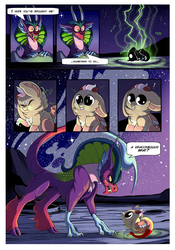 Size: 2100x3000 | Tagged: safe, artist:loryska, idw, cosmos, oc, oc:larkspur, draconequus, hybrid, comic:moon landing, g4, spoiler:comic, spoiler:comic75, baby draconequus, high res, interspecies offspring, moon, offspring, parent:discord, parent:fluttershy, parents:discoshy, this will end in tears, tongue out