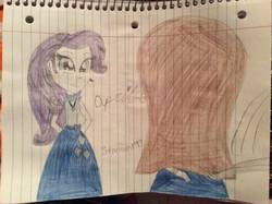 Size: 1034x773 | Tagged: safe, artist:april-13, rarity, equestria girls, g4, bagged, clothes, female, lined paper, long skirt, skirt, solo, traditional art