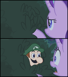 Size: 1298x1467 | Tagged: safe, edit, edited screencap, screencap, starlight glimmer, pony, unicorn, g4, student counsel, female, horn, luigi, male, mare, meme, weegee