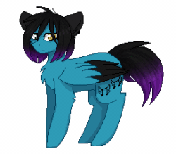 Size: 272x238 | Tagged: safe, artist:czywko, oc, oc only, oc:despy, pegasus, pony, animated, bouncing, digital art, female, gif, gift art, gradient mane, heterochromia, mare, pixel art, simple background, solo, transparent background, two toned wings, wings
